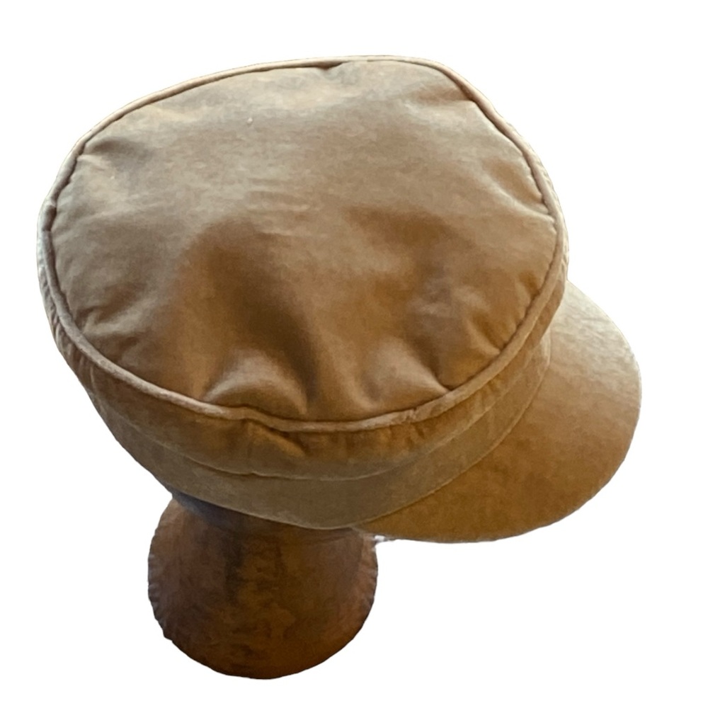 Nice Tan Sailor Hat Black Lining Draw String Great Condition!